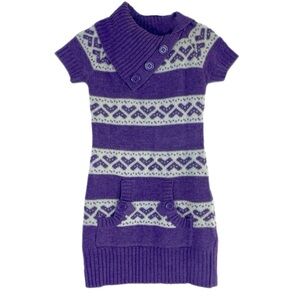 Dollhouse Girl’s Purple Knit Pattern Sweater Dress